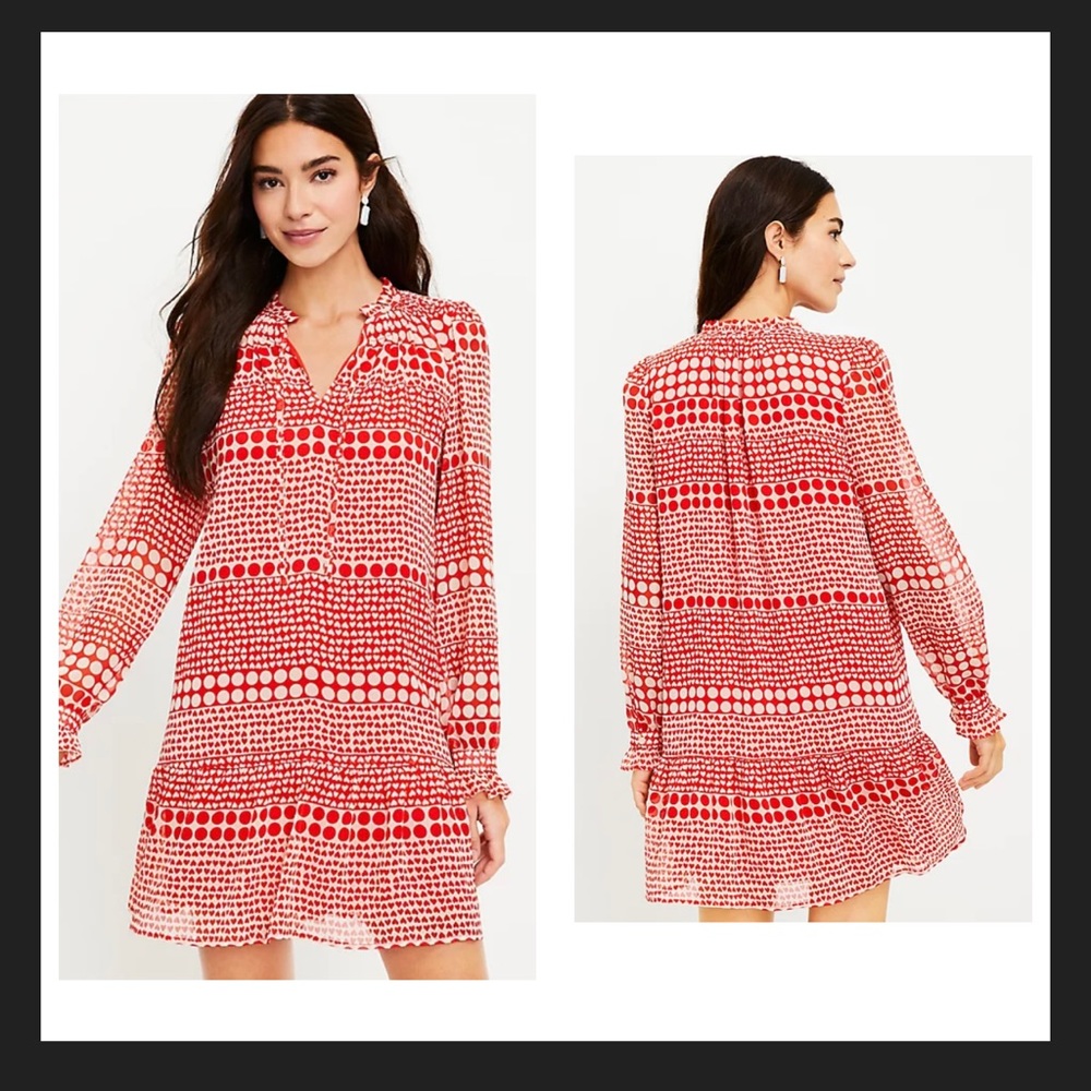 Ann Taylor LOFT Tall Heart Tie Neck Flounce
Dress